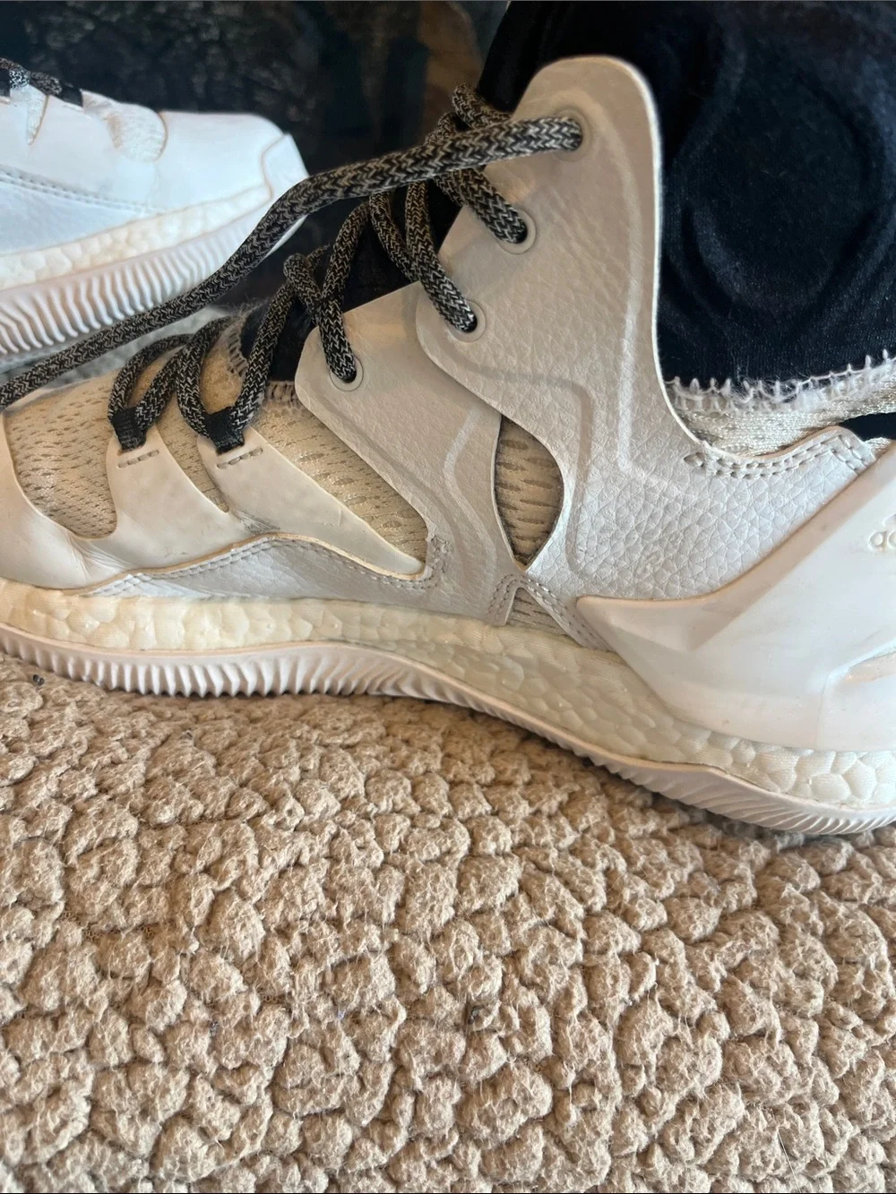 Adidas  D Rose Men’s High-Top Basketball Shoes - White & Black